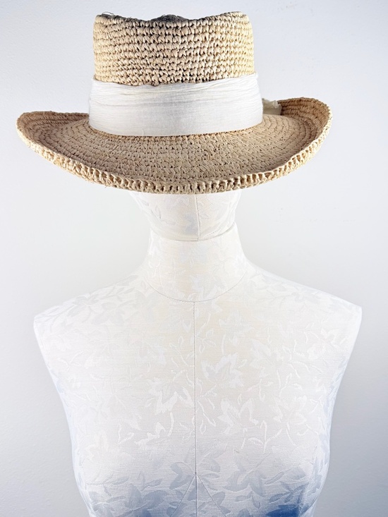 Scala Manarola OS Wide Brim Raffia Straw Hat With Cream Band main image 15